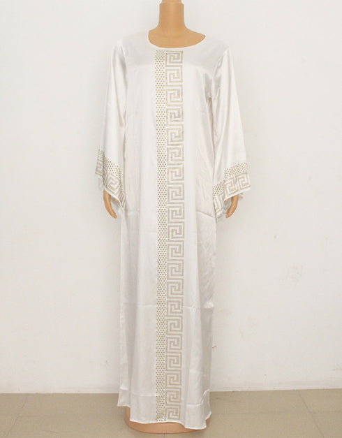 Dubai Maxi Abaya with African Print and Gold Beading